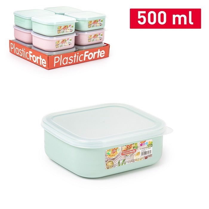 Plastic Forte Plastová čtvercová dóza na potraviny BENTO 500ml s ventilem Surt Vrm Combi (12ks/bal)