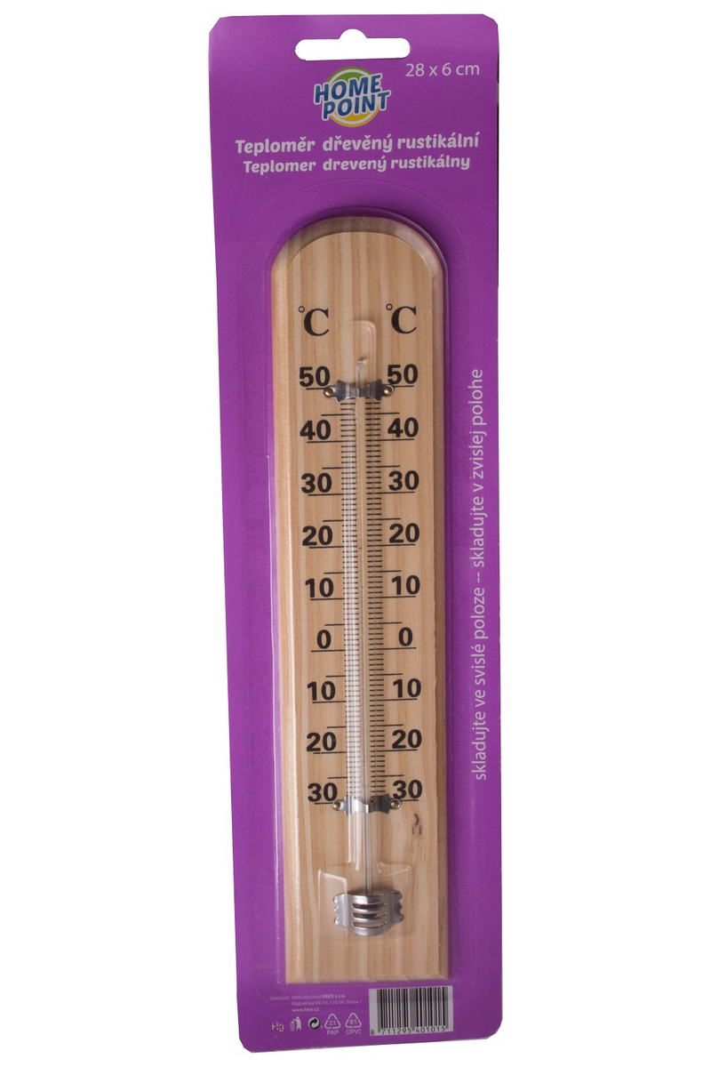 Teploměr dřevěný 30cm (96/krt)