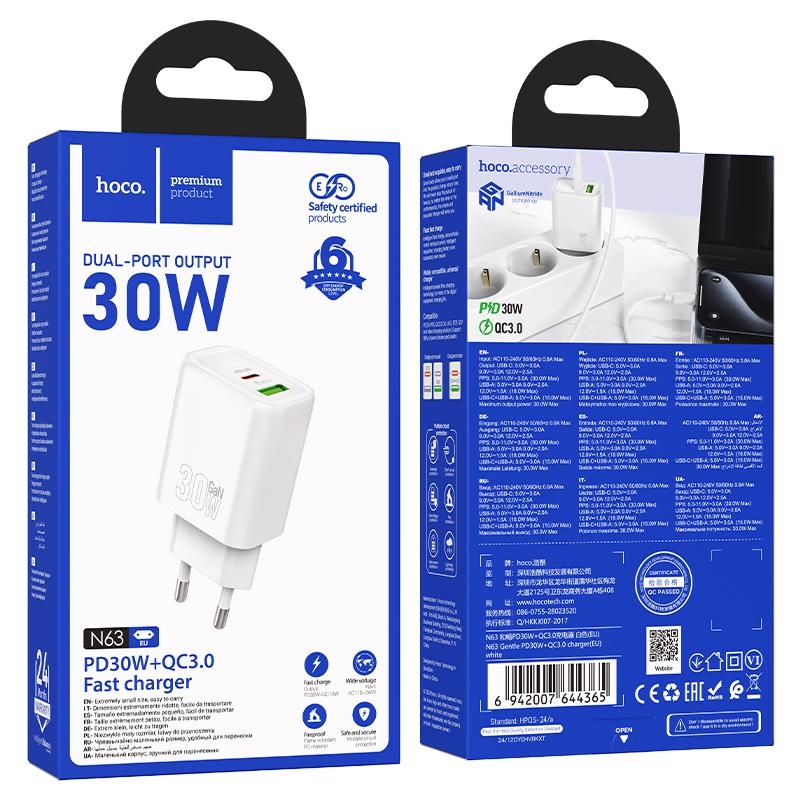 Gentle PD30W dual port adaptér BÍLÝ (120ks/krt)