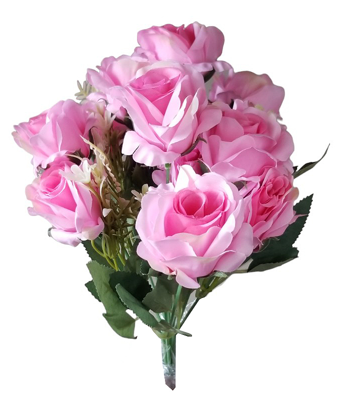 Kytice růží 7 květů 30cm růžová (2sad/bal)
