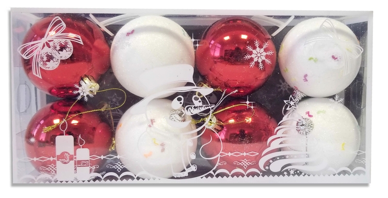 Vánoční dekorace - koule 7cm - 8ks (90 sad/krt)