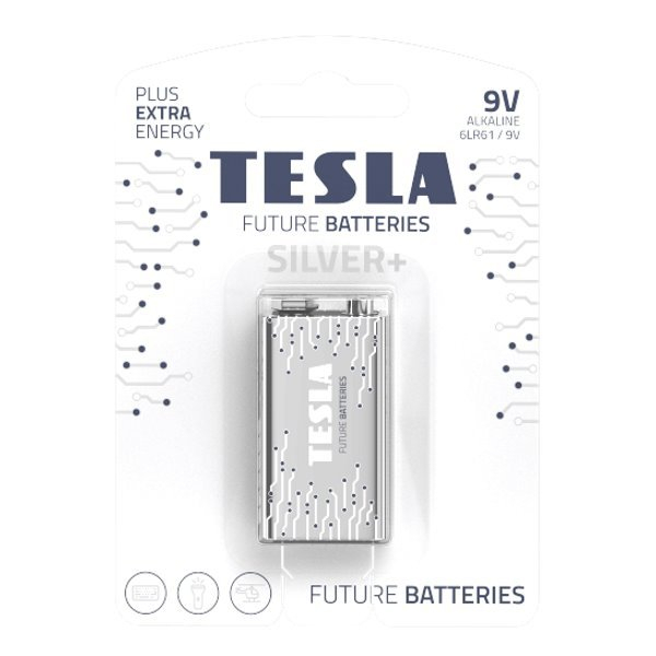 TESLA BATTERIES 9V SILVER+ ( 6LR61 / BLISTER FOIL 1 PC )