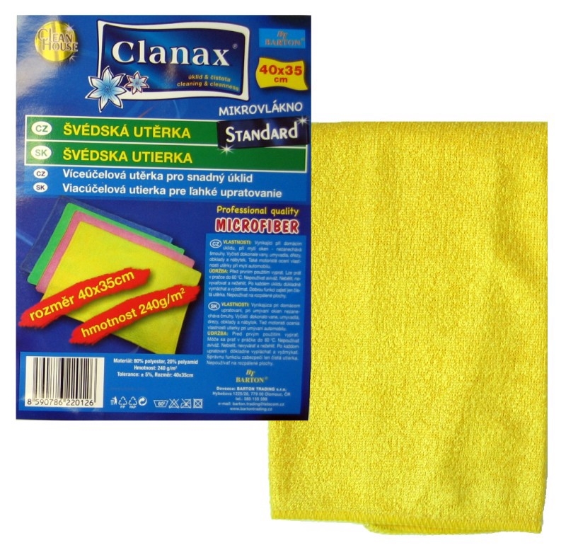 Clanax Švédská utěrka 40x35cm STANDARD 240g - Mix barev (20ks/bal, 200ks/krt)