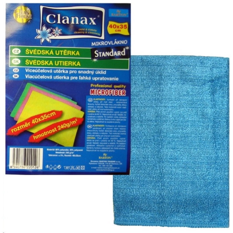 Clanax Švédská utěrka 40x35cm STANDARD 240g - Mix barev (20ks/bal, 200ks/krt)