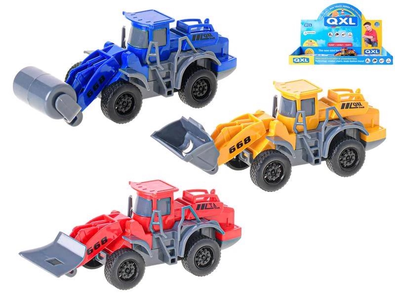 Auto stavební 14,5cm na setrvačník 3 druhy (9ks/bal)