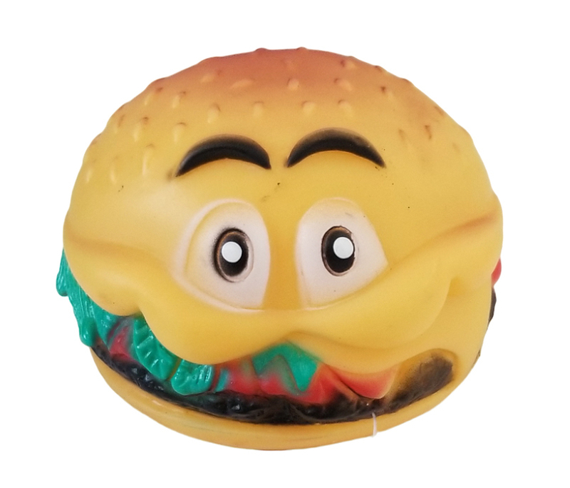 Hračky pro psy 5x8cm - Gumový hamburger s obličejem (12ks/bal, 240ks/krt)