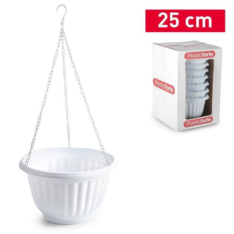 Plastic Forte Závěsný květináč 25cm bílá (8ks/krt)