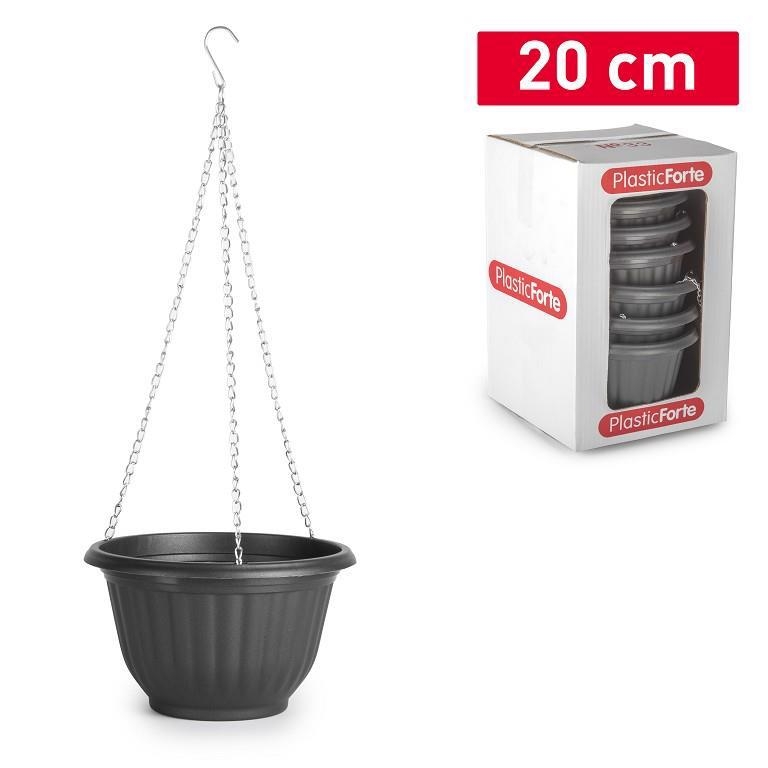 Plastic Forte Závěsný květináč 20cm antracit (8ks/krt)