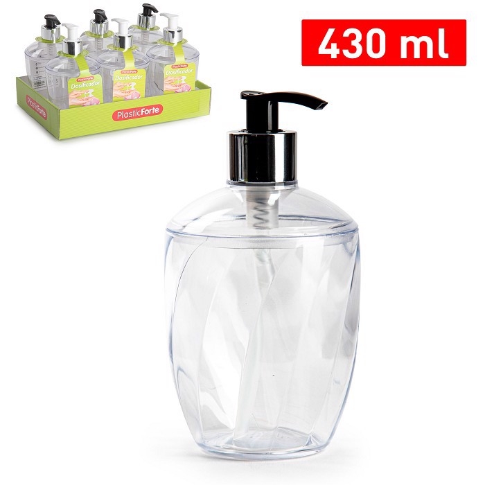 Plastic Forte Plastový dávkovač mýdla 430ml Luxe průhledný (6ks/bal)