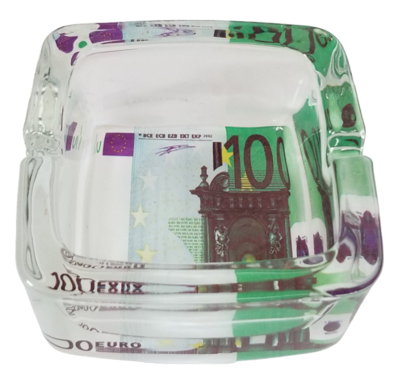 Popelník skleněný čtvercový 9x9cm - Eura (6ks/bal)