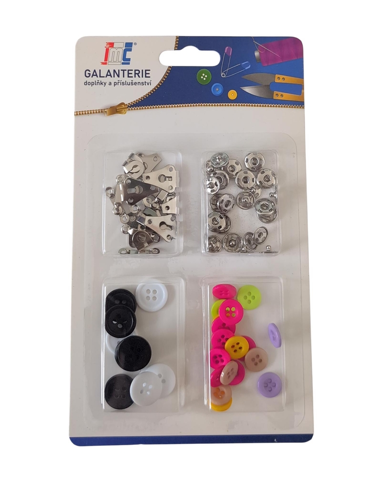 Knoflíky a patentky mix 12pair | 12pair| 20ks|15ks (12sad/bal,288/krt)