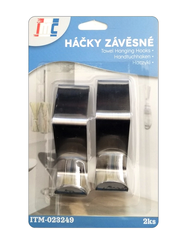 Háčky na ručník - 2ks/7,5cm nerez (12set/bal,240set/krt)