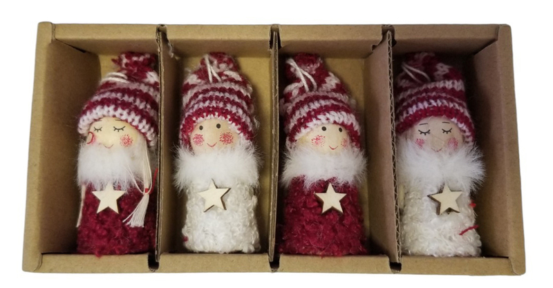 Vánoční dekorace pletené panenky na zavěšení 7cm, 4ks  