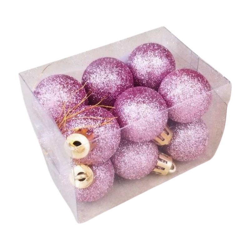 Vánoční koule glitr 3cm 12ks růžová