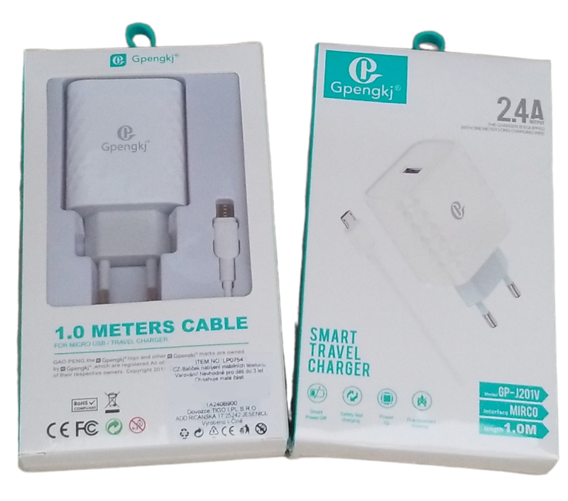 Sada nabíječka s micro usb-c kabelem 2.4A 1.0M (12sada/bal, 240sada/krt)