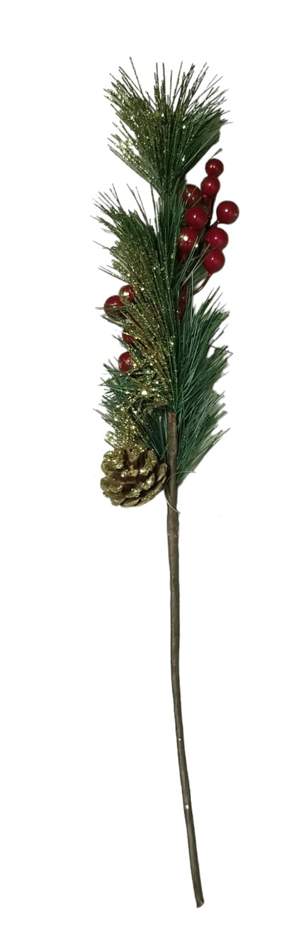 Větev vánoční šiška + jeřabiny 48cm