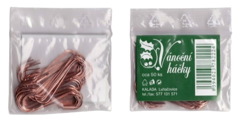 Vánoční háčky 50ks - měděné (100sada/bal)