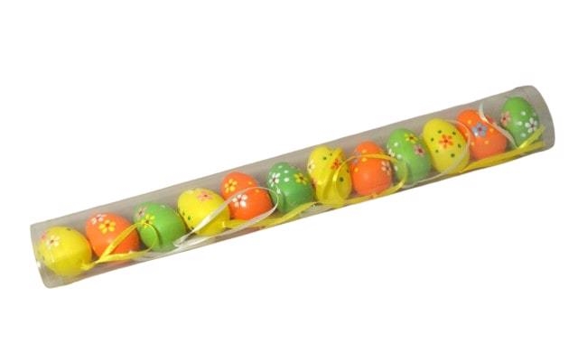Vejce plast tuba 4cm/12ks barevná+kvítky 