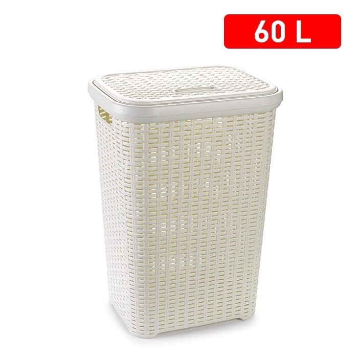 Plastic Forte Koš na prádlo RATTAN 60L- Krémový