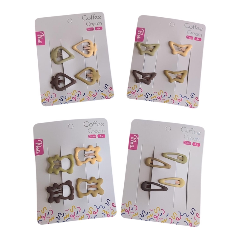 Neli sponky do vlasů Coffee cream 3cm 4ks (12sad/bal,480/krt)