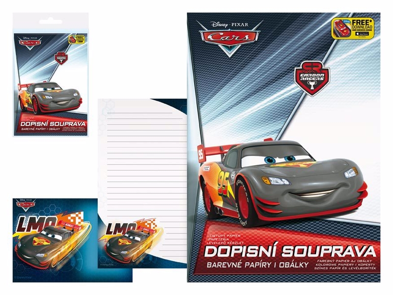 Dopisní papír barevný Lux 5+10 Disney Cars 