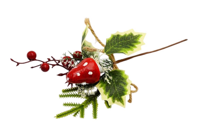 Větvička s muchomůrkou a bobulí 23cm