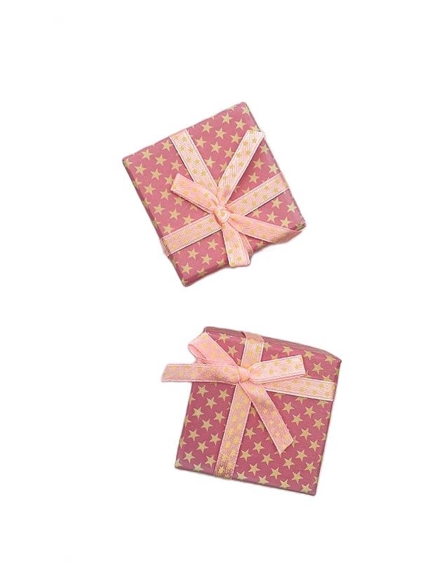 Dárková krabice 5x5x3cm růžový hvězdy (24ks/bal, 720ks/krt)