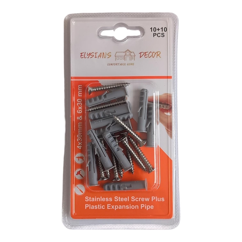 Sada šrouby a hmoždínky 10x30mm + 10x30mm 10+10 (12sad/bal)