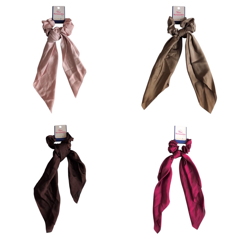 Saténová gumička do vlasů se stuhou Elite Scrunchie (12ks/bal, 600/krt)