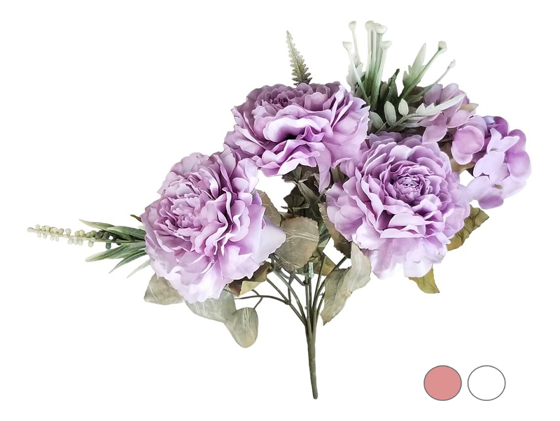 Kytice anglická růže + kapradí 7 květů 30cm mix barev 