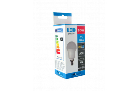 BC 9,5W LED E14 6500K A50 Alu Plastic Trixline (10ks/bal)