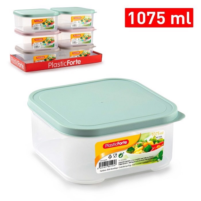 Plastic Forte Plastová čtvercová dóza na potraviny Flex 1075ml Surt Vrm (6ks/bal)