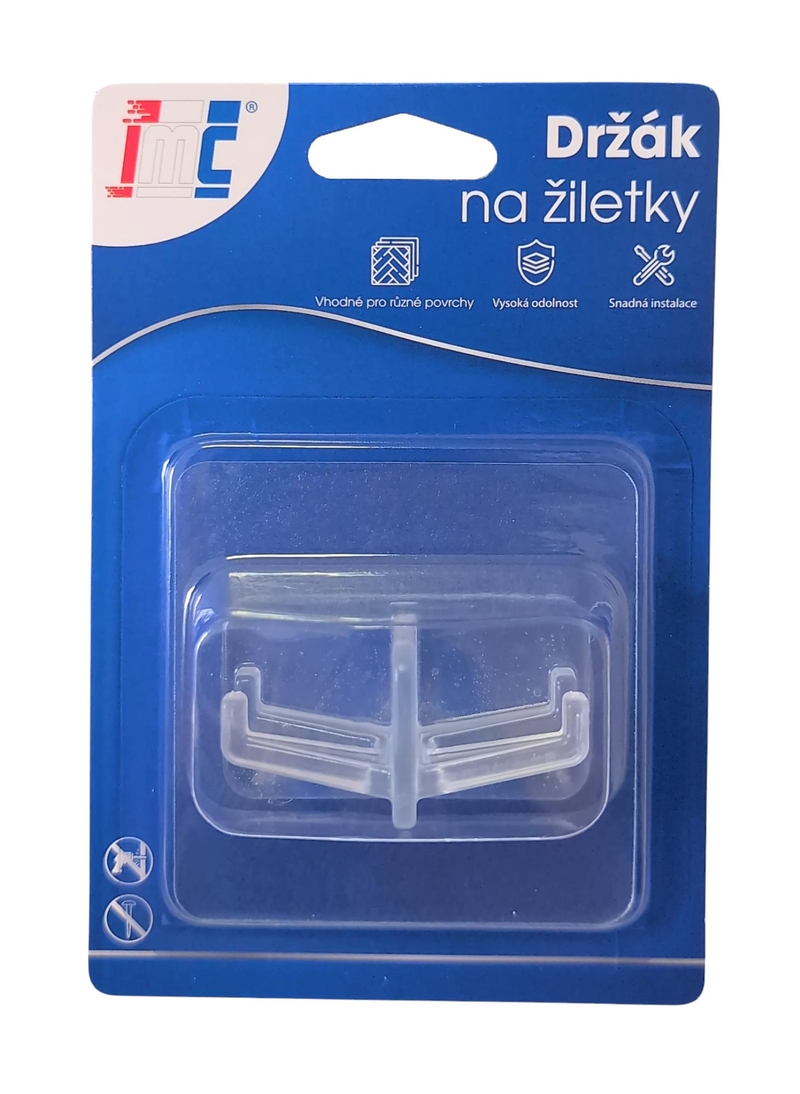 Samolepící držák na žiletky 70x70mm průhledný (12ks/bal,288/krt)