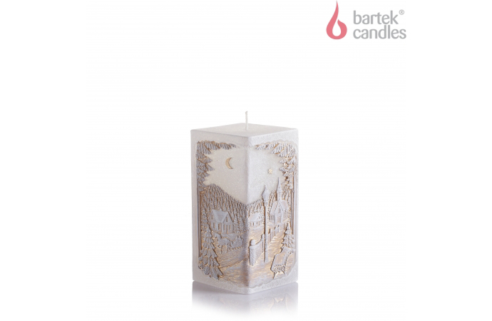 Bartek Svíčka 70x140mm Zimní Obrázky bílý + žlutý 