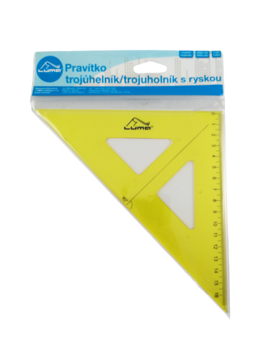 LUMA Pravítko trojúhelník s ryskou (50ks/krt) - žluté
