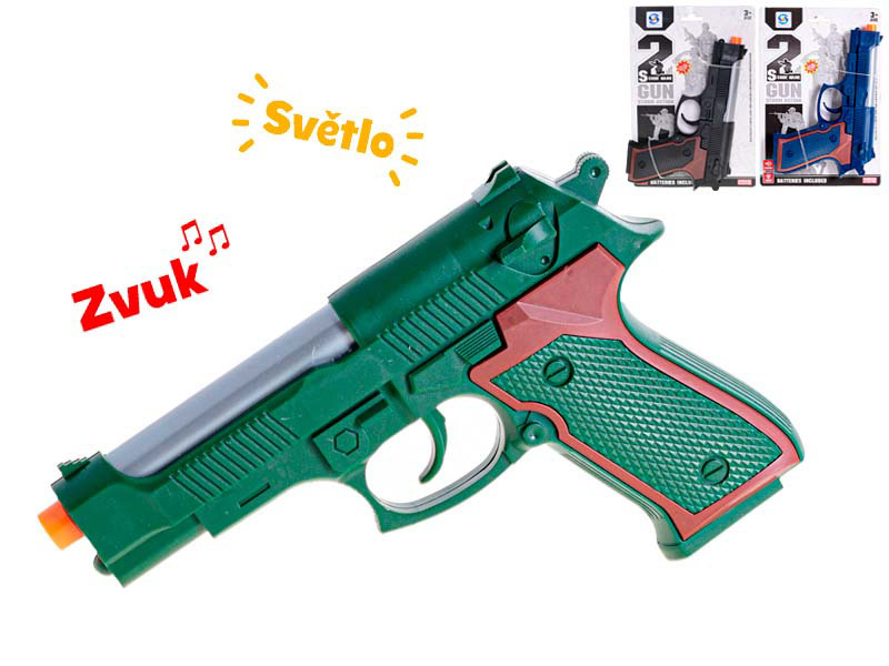 Pistole 25cm na baterie se zvukem a světlem 3 barvy