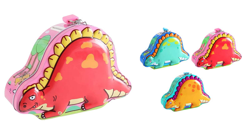 Pokladnička plechová se zámkem Dinosour (12/bal 120/krt)