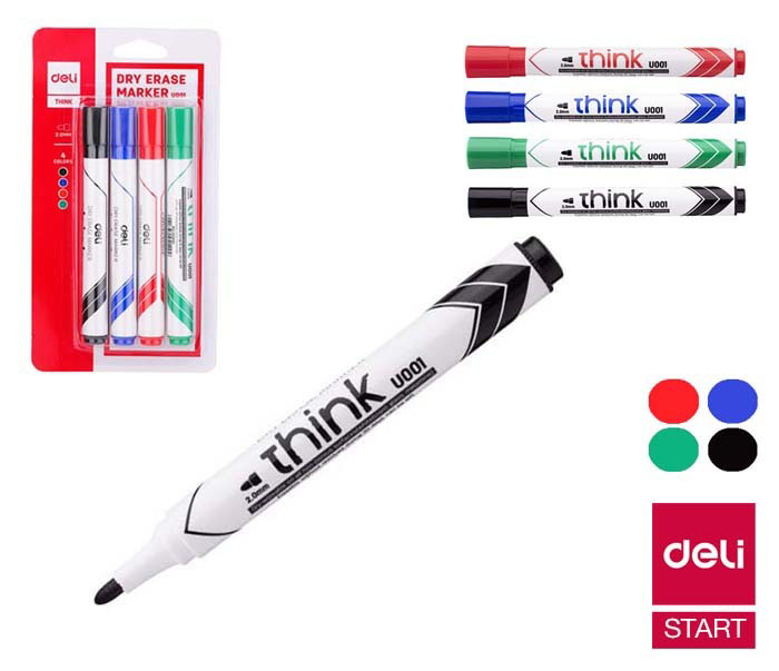 DELI Popisovač stíratelný 2,0mm/4ks EU00101 (24set/bal, 288set/krt)