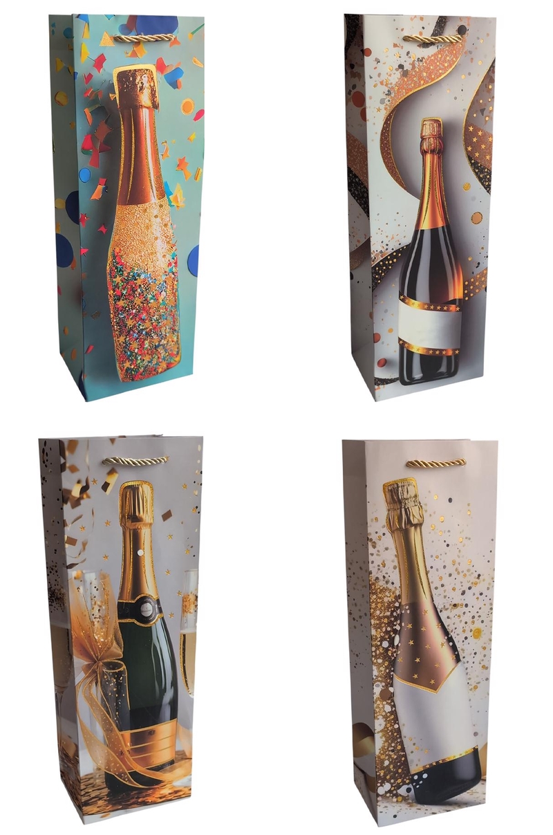 Dárková taška na láhve - Celebrations! 12x35x9cm (12ks/bal,600/krt)