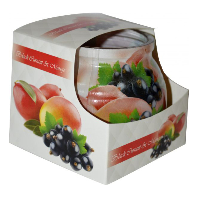 Svíčka ve skle MIRAL 80g BLACK CURRANT-MANGO (12/bal)