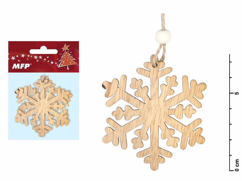 Vločka dřevěná set 2ks 7cm (24set/krt)