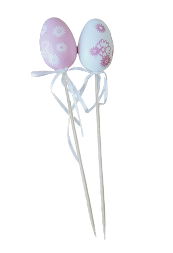 Vejce plast zápich 6cm/6ks růžovobílá