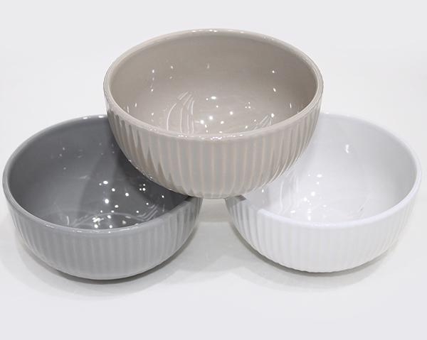 Porcelánová miska s pruhy 13,5x7,5cm 3 barvy (12ks/bal)