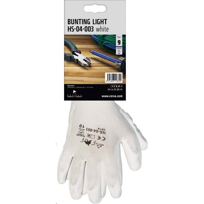 Rukavice ČERVA FF BUNTING LIGHT bílá - 8 (12pár/bal)(240páru/krt)