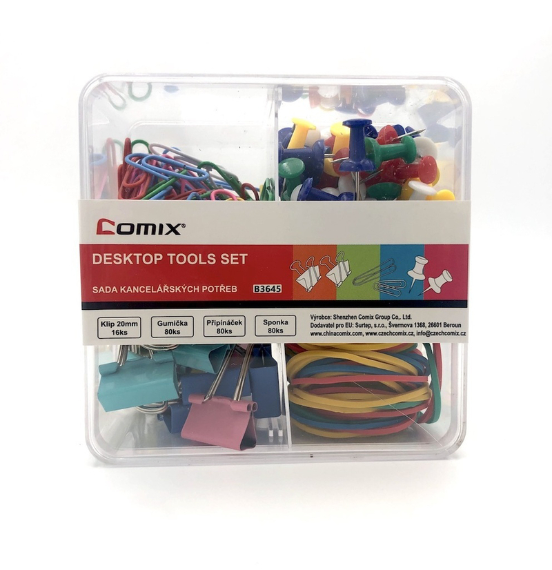 Comix Sponky-Přípináčky- Gumičky-Binder Clip