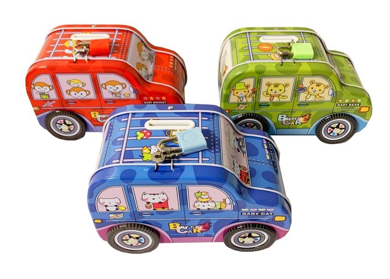 Pokladnička plechová se zámkem Baby Cat Car (120ks/krt)