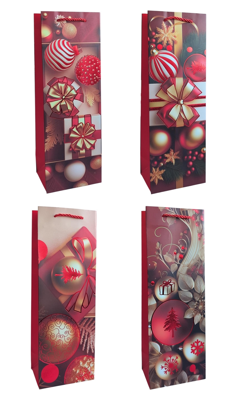 Dárková taška na láhve V - Dárky štěstí 12x35x9cm (12ks/bal, 600/krt)