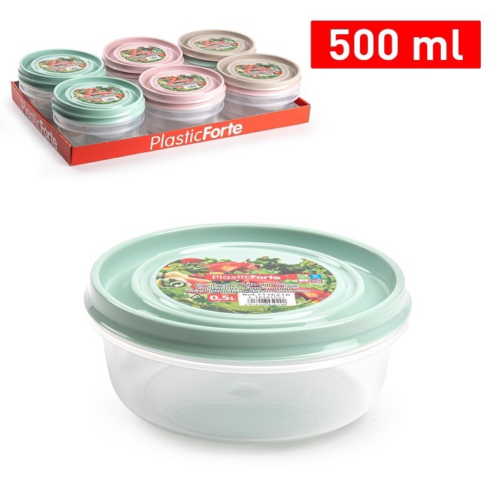 Plastic Forte Plastová kulatá dóza na potraviny 500ml s ventilem Surt Vrm (12ks/bal)