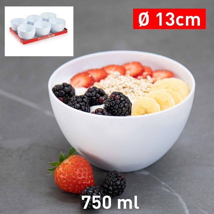 Plastic Forte Plastová miska Ø13cm 750ml bílá (12ks/bal)