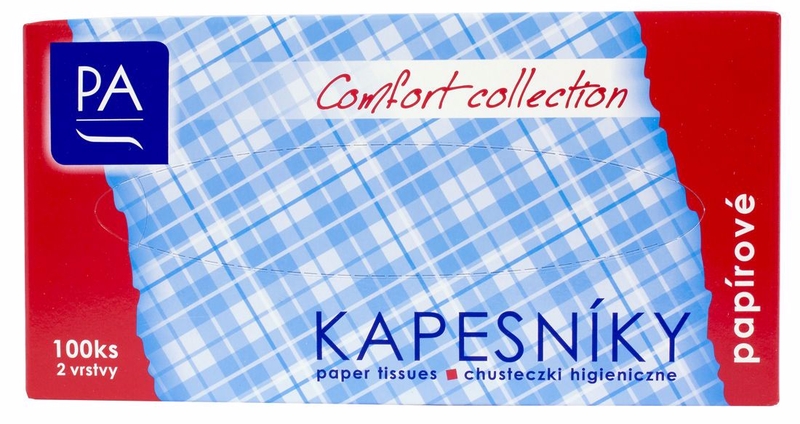 Kapesníčky PA box 100ks, 2 vrstvé, 100% celulóza (72ks/krt)